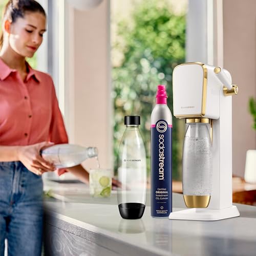 Image of SodaStream Art Sparkling Water Maker (White /Gold) with CO2 and Carbonating Bottle