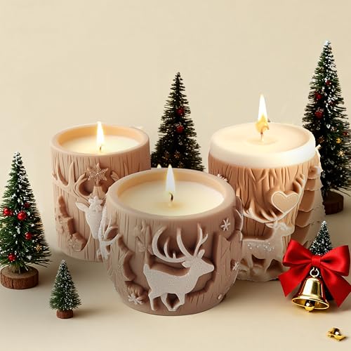 Silikonformen Gießformen 3 Stück 3D Kerzen Silikonform Kerzenform Weihnachten Seifenform formen zum Gießen Herstellung für Kerzen Weihnachtsdeko