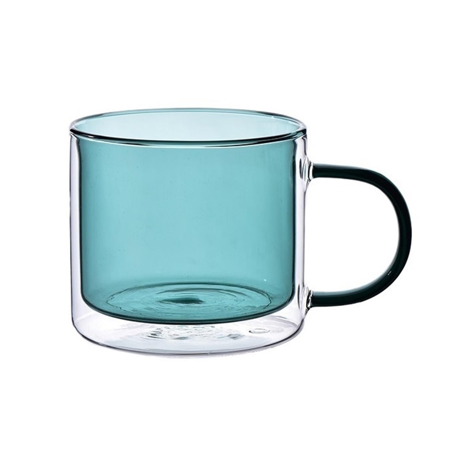 birene Copa de cristal Vasos coloridos de doble pared con asa 240ML(Green)
