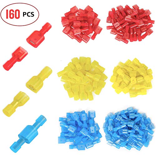 Amlits 160 PCS Fully Insulated Male & Female Spade Nylon Quick Disconnect Electrical Crimp Cold-Pressed Terminals Assortment Kit - Thumbnail 7