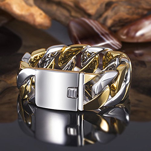 Bracelet chaîne de motard résistant acier inoxydable 24 mm anti-usure