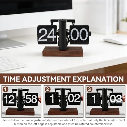Retro-Flip-Uhr Digitale Klappuhr, Klappuhr, Vintage-Schreibtischuhr, Retro-Klappuhr, Batteriebetriebene Digitale Klappuhr Mit Interner Zahnradbetriebener Uhr, Klapp-Digitaluhr Mit Rutschfester Basis