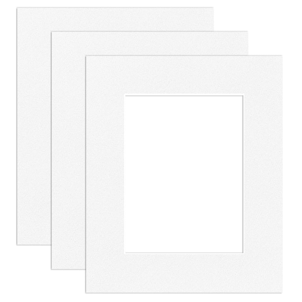 Procut Global 12x10" White Picture Mounts Board to Fit 8x6" Aperture Size - Photo Mount Card Ideal for Prints, Artwork, Crafts & Certificates - Sizes & Colors Available - Pack of 3 โ image 1