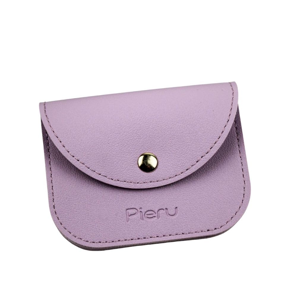 Cute Square PU Leather Coin Purse & Business Card Holder Wallet for Women, Candy Color Small Change Bag with Envelope Closure | 1Piece | Purple-image-31