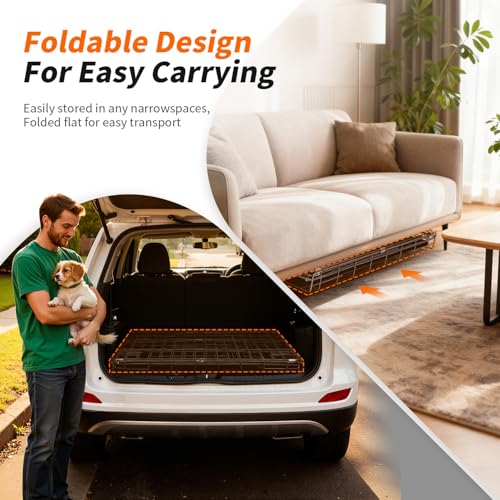 FDW Dog Crate 42-Inch Dog Cage Single Door Foldable Metal Kennel with Leakproof Tray Foldable Design Indoor Outdoor Use for Large Dogs,Dark Black by FDW - Image 3
