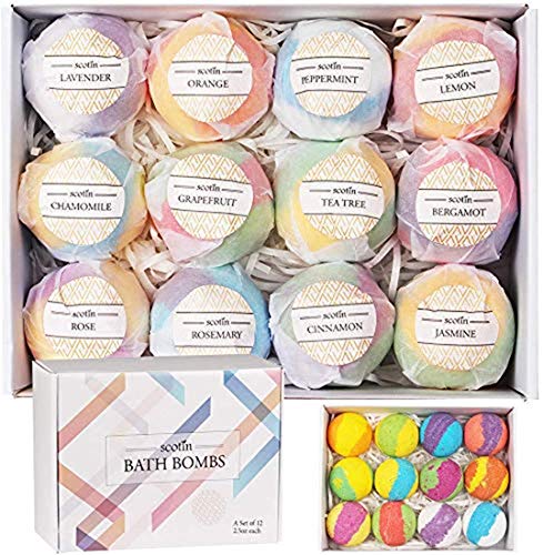 Sagekia 12packs Bath Bombs, Handcraft Organic Bubble Bath Bomb Gift Set, Rich in Essential Oil, Gentle and Safe Fizzy Spa to Moisturize Dry Skins, Perfect Birthday Valentines Gifts for Her or Kid