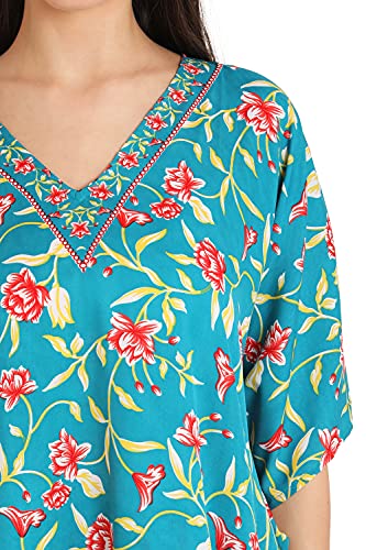 Image of Miss Lavish London Kaftan Dresses for Women Plus Size Long Batwing Sleeve Caftans, V Neck Moo Moo Printed Beach Cover Up Maxi Beach Dress, Bathing Suit Cover-Up Loungewear