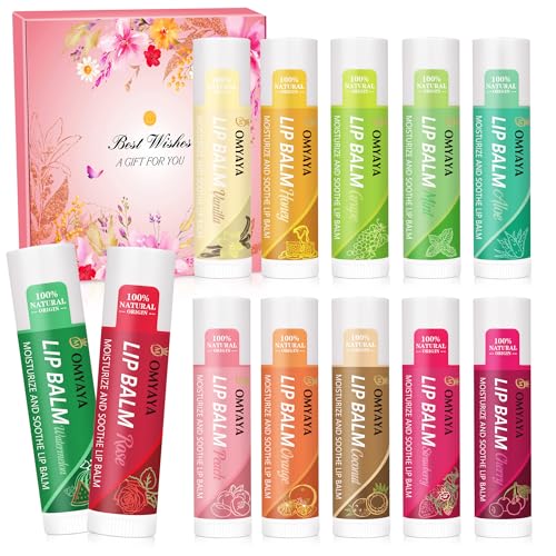 Balsamo labial,12 lip balm con glicerina para labios agrietados y secos, bálsamo labial nutritivo con una fórmula rica para un cuidado rápido y duradero, hidratación intensiva 5g,regalo mujer