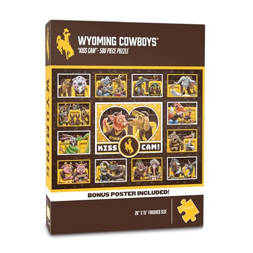 Image of YouTheFan NCAA Wyoming Cowboys inchKiss Cam inch 500 Puzzle | 500 Pieces, 15 inch X 20 inch Size, Original Artwork, Humorous Illustrations, Officially Licensed, Fun Fan Gift