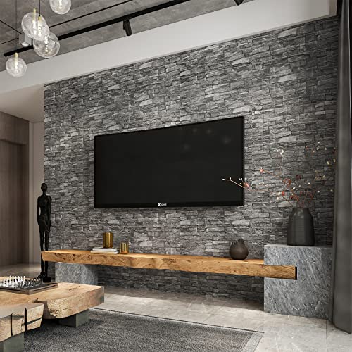 3D-Wandpaneele zum Abziehen und Aufkleben, Schaumstoff, 3D-Ziegelsteintapete, abziehen und aufkleben, schwarze Kunststein-Wandpaneele, selbstklebende Tapete (10 Stück, schwarz), 10 Stück