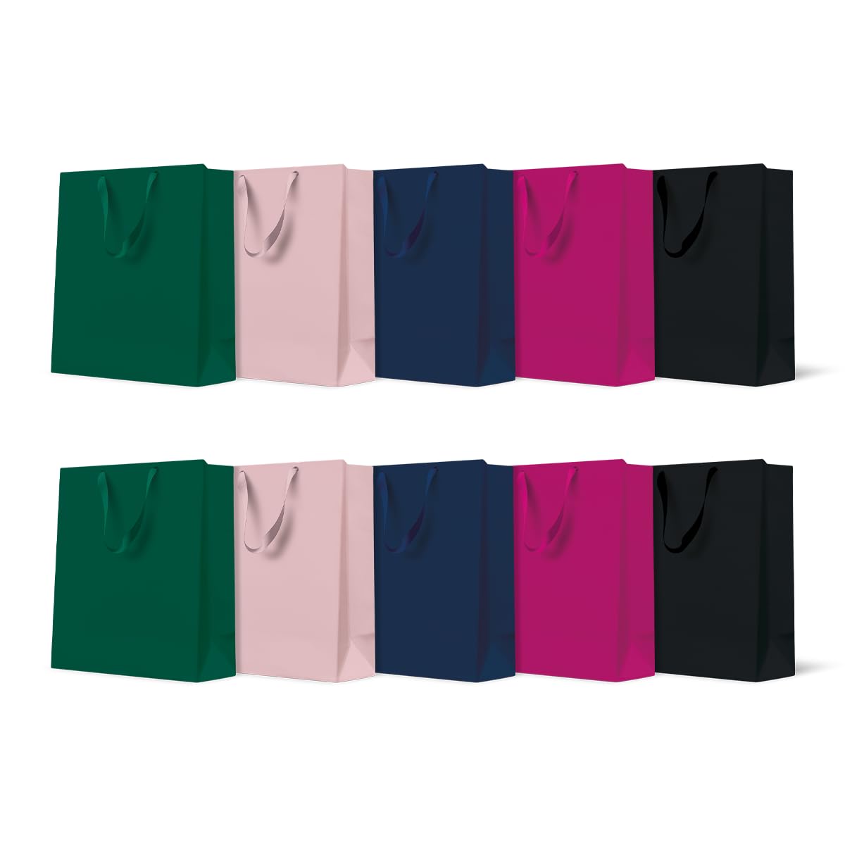 PAW Gift Bags - 20 x 25 x 10 cm, Pack of 10 with Fabric Handles, Monocolor Mix Dark Medium, 20x25x10cm