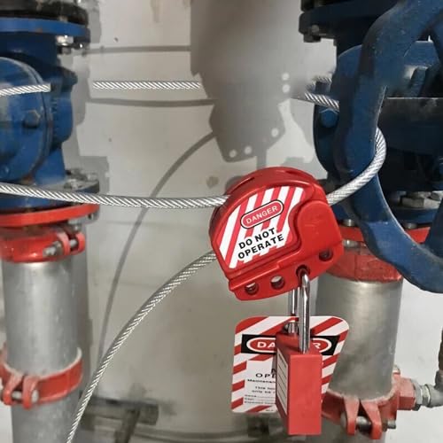 Image of WUWEOT 2 Pack Lockout Tagout Cable Lock, 10ft Adjustable Loto Steel Cable, 4 Key Hole Lockout Tag Out Cable Lock with Vinyl Coated for Out of Service, Repair Management, OSHA Compliant