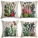 NING Cotton Linen Home Decorative Throw Pillow Case Set of 4 Cushion Cover 18