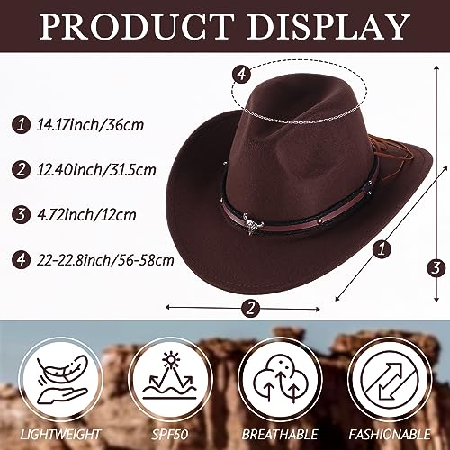 Image of Toulite 9 Pcs Western Cowboy Hats Faux Felt with Strap Bulk | 9 Color Fur Faux Felt Travel Cap for Men Women, Cowgirl Party Halloween Cosplay Costume Western Theme Events