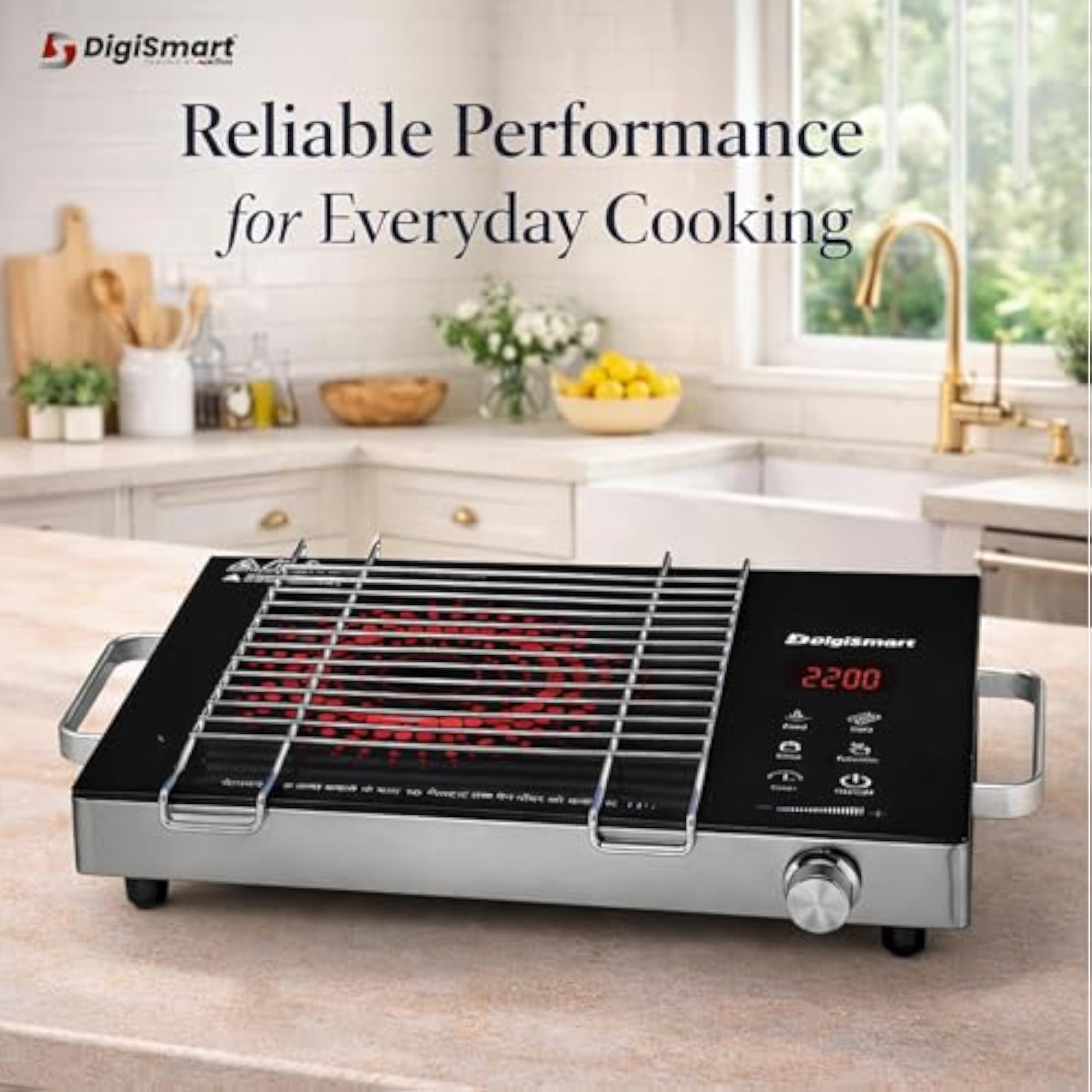2200W Infrared Cooktop with Grill Rack