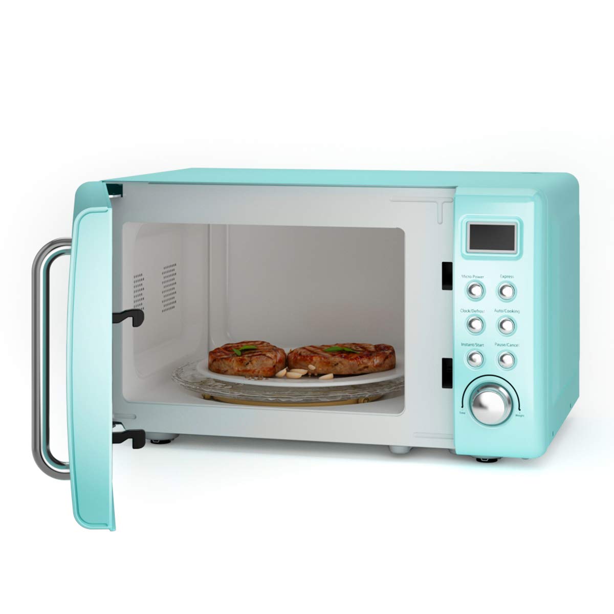 Nightcore Countert - Horno microondas retro, grande de 0.7 pies cúbicos, 700 vatios, encimera de acero laminado en frío con ajuste de tiempo, placa giratoria de vidrio, cocina preprogramada, 18 2