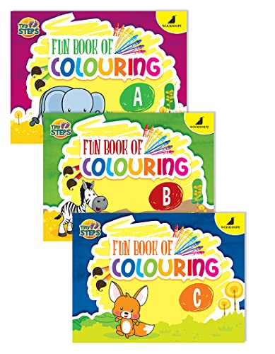 Image of Woodsnipe Colouring Books Combo Pack for Preschool Ages 2 to 5| Introduction to Colours, Pencil Control with Pattern, Lines, Curves| Simple to 3D objects, Shapes, Patterns. Develops Fine Motor Skills
