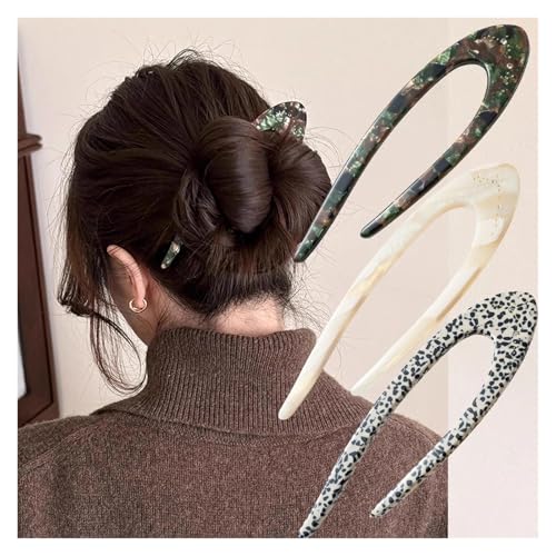Épingle à cheveux en U acétate épais pour fixer les chignons - 4