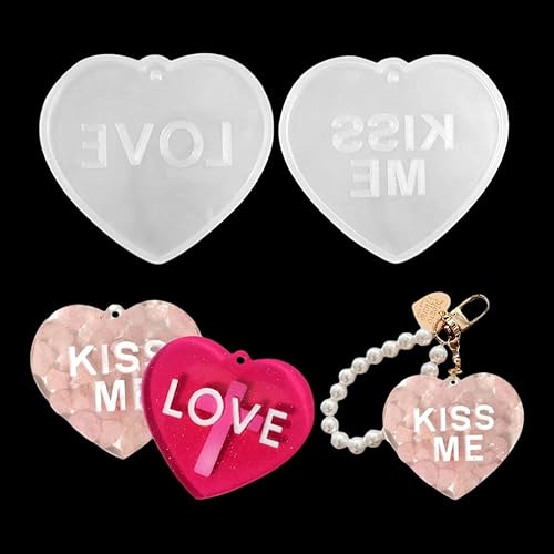 iSuperb 2 moldes de resina en forma de corazón, moldes de silicona para colgantes, moldes de epoxi de amor, moldes de fundición de beso para disponible en Yaxa El Salvador