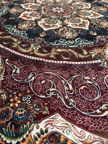 Image of Homerz Premium Centre Table Heritage Series Velvety Table Cover, Vibrant Royal Designs with Border Cutwork (Mughal, 36x54 inch - Center Table)