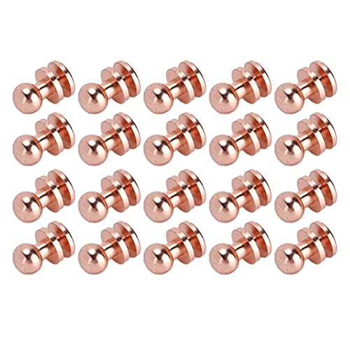20 Sets Rose Gold Rivets, Brass Round Button Studs Double Cap Metal Rivets Handbags Studs with Screw for Leather Crafting (lst7X6mm)