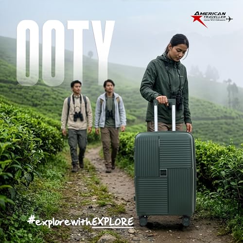 Image of AMERICAN TRAVELLER Explore Luggage Trolley Bags Single | Large (28) | Polypropylene Durable Hard Shell | TSA Type Lock | 360 Disc Spinner Wheels | Expandable Suitcase | Telescopic Handle.