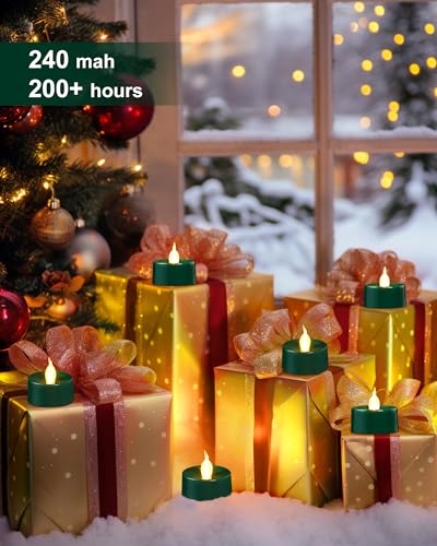 Image of BEICHI Green Flameless Candles, 24-Pack LED Tea Lights Candles Battery Operated, Electric Fake Tealight Candles, Votive Candles Bulk for Halloween, Christmas, Party, Mardi Gras