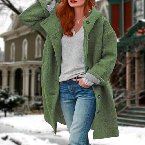 ZOCAVIA Women's Wool Blend Long Hooded Pea Coat Winter Solid Mid Length Single Breasted Overcoat Casual Jacket with Pockets2