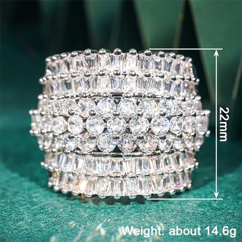 Stylish Luxury Wide Rings for Women Brilliant Cubic Zirconia Finger Accessories for Party3