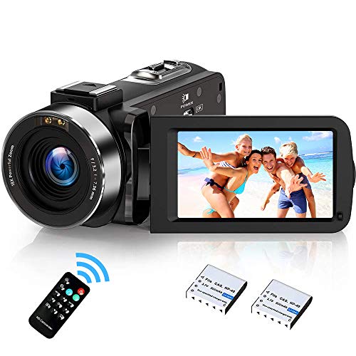 Weton - Videocámara Digital con visión Nocturna por Infrarrojos, cámara de vídeo Digital Full HD 1080P, 24,0 megapíxeles, cámara de vídeo con Zoom Digital de 18 x (Dos baterías Incluidas)