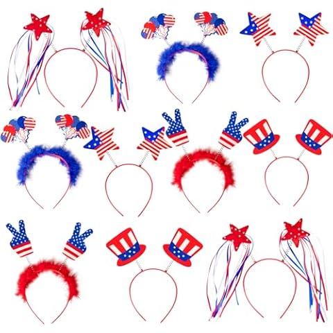 Moon Boat 10PCS Patriotic Head Boppers Headband - Star Uncle Sam Hat Balloons- Fourth 4th of July Party Accessories Favors Decorations Cover