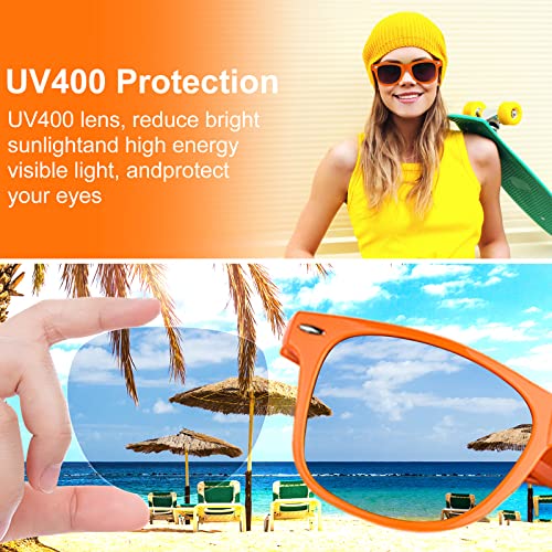 MIAHART 12 Pack Kids Party Sunglasses Bulk Summer Party Favors Retro Glasses for Boys and Girls Birthday Party Supplies, Orange4