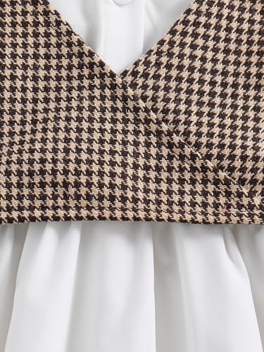 Toddler Girl's Shirt Dress Long Sleeve Button Down Short Dresses with Houndstooth Cami Tops Set3