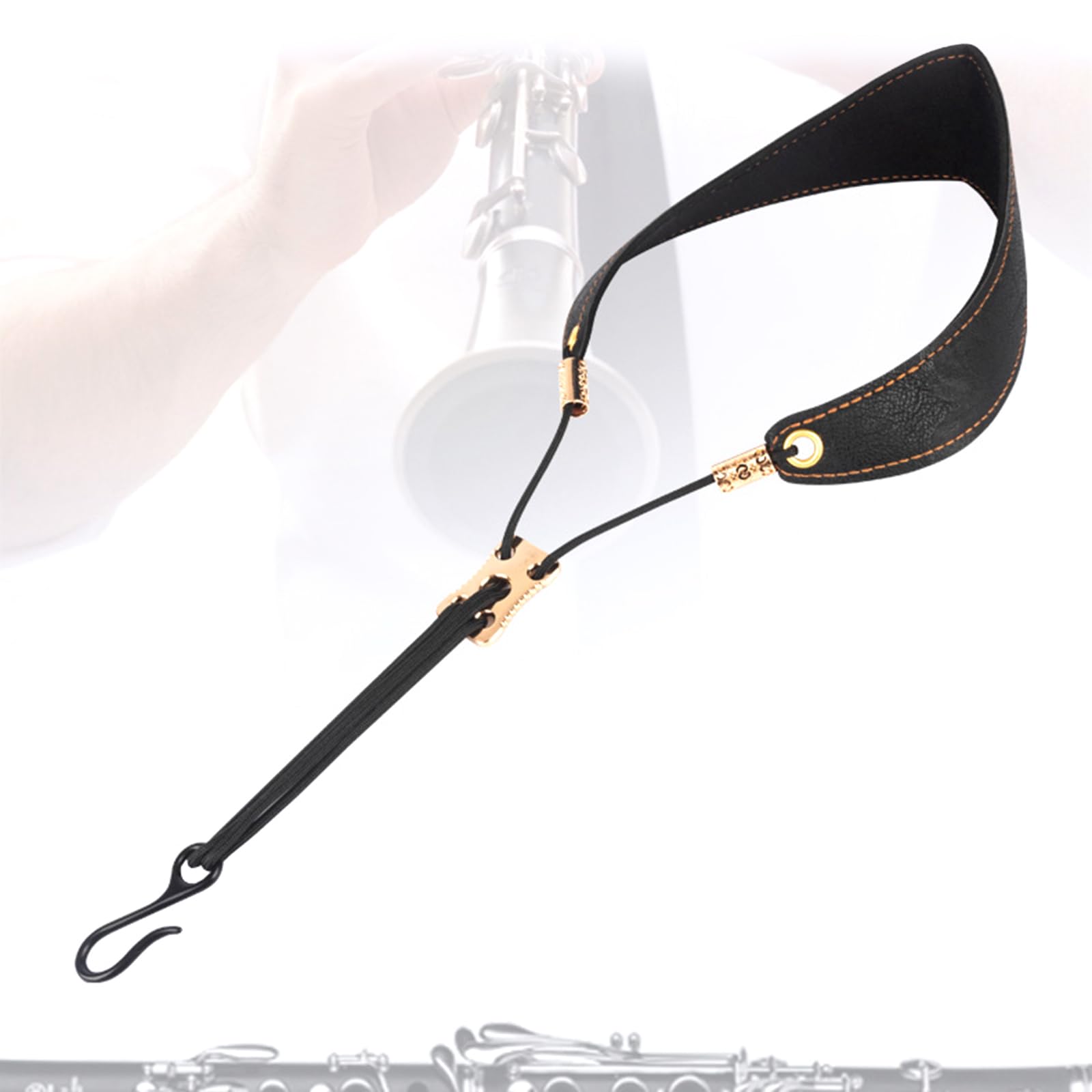 QIEIEI Saxophone Strap,Saxophone Neck Strap with Soft Pu Leathers Padded,Suitable for Tenors Soprano Clarinet,Oboe Sax