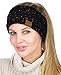 C.C Soft Stretch Winter Warm Cable Knit Fuzzy Lined Ear Warmer Headband, Confetti Black