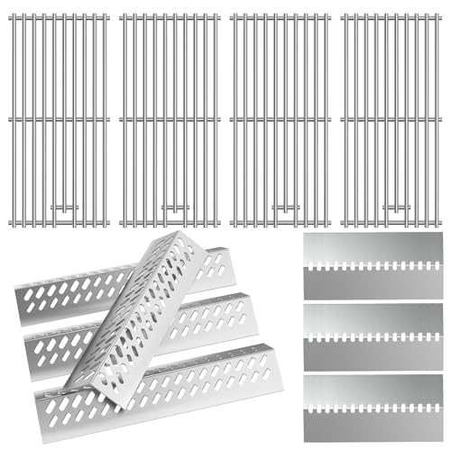 Grill Replacement Parts for Bull 16517 16631 16520 Stainless Steel Grill Grates Flame Tamers Heat Shields for Bull Angus 4 Burner 47628 47629 Outlaw 26038 Steer Premium 69008 Lonestar 87049