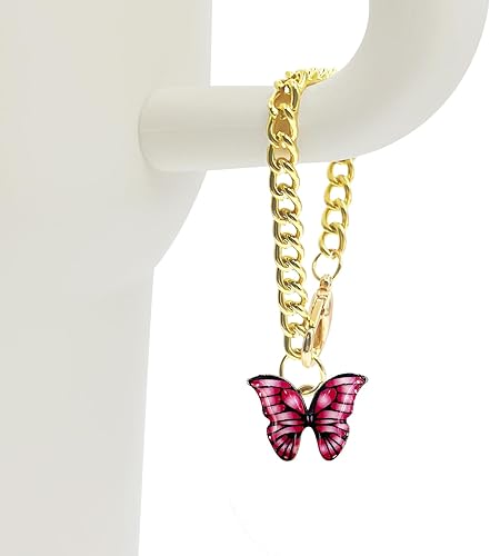 Miniatura 3 de Velaco 4 fundas para popote con inicial de mariposa y accesorios de dijes de mariposa con cadenas para vaso Stanley 20, 30, 40 onzas con asa