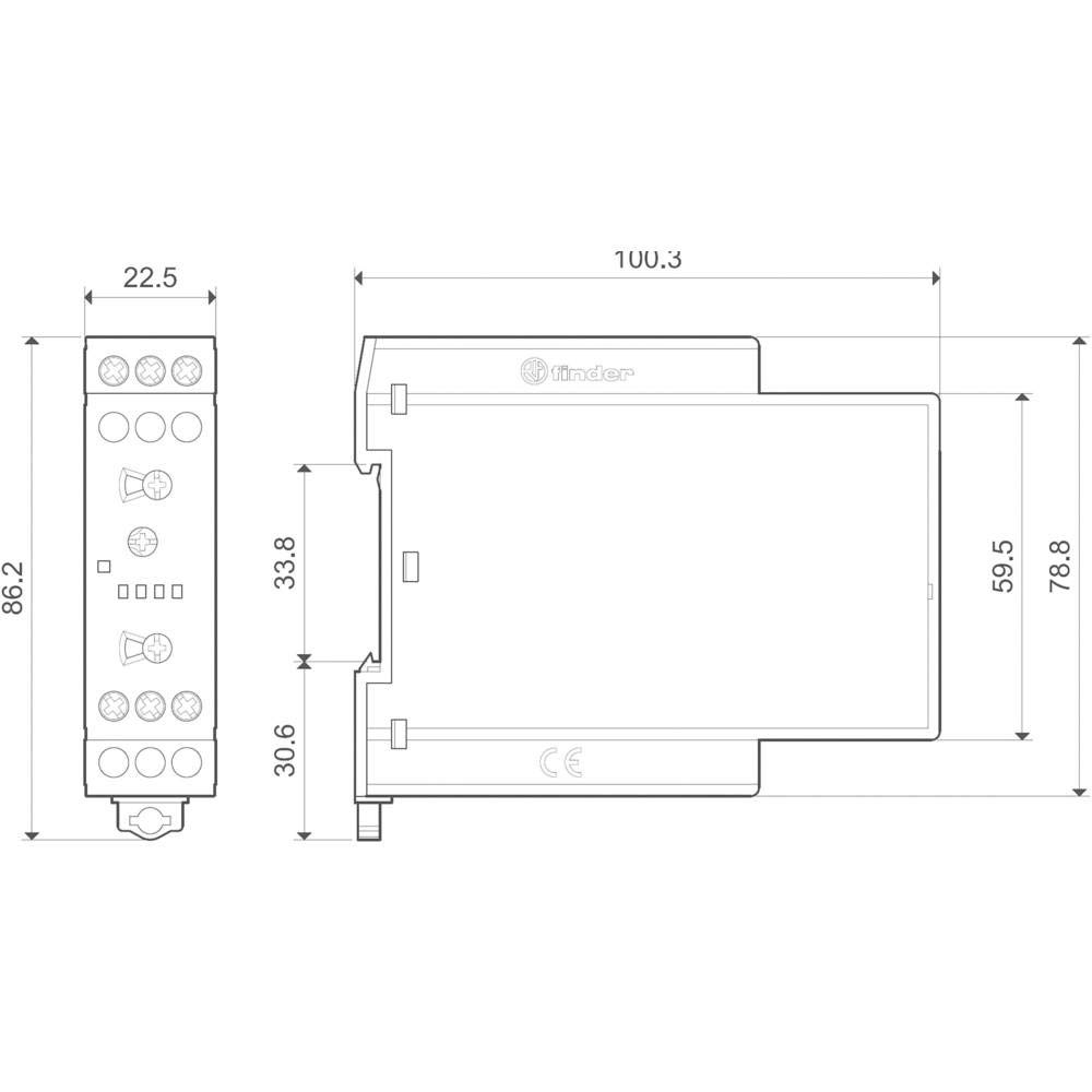 Finder série 83 - Relais minuterie modulaire Multifonction 240 V/Courant continu