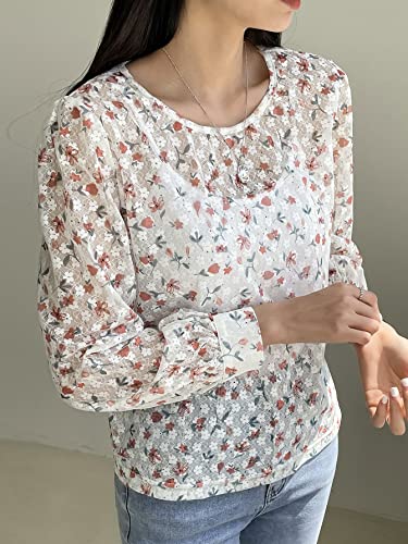 Mulheres Puro Florzinhas Elegante Top (Size : XL)