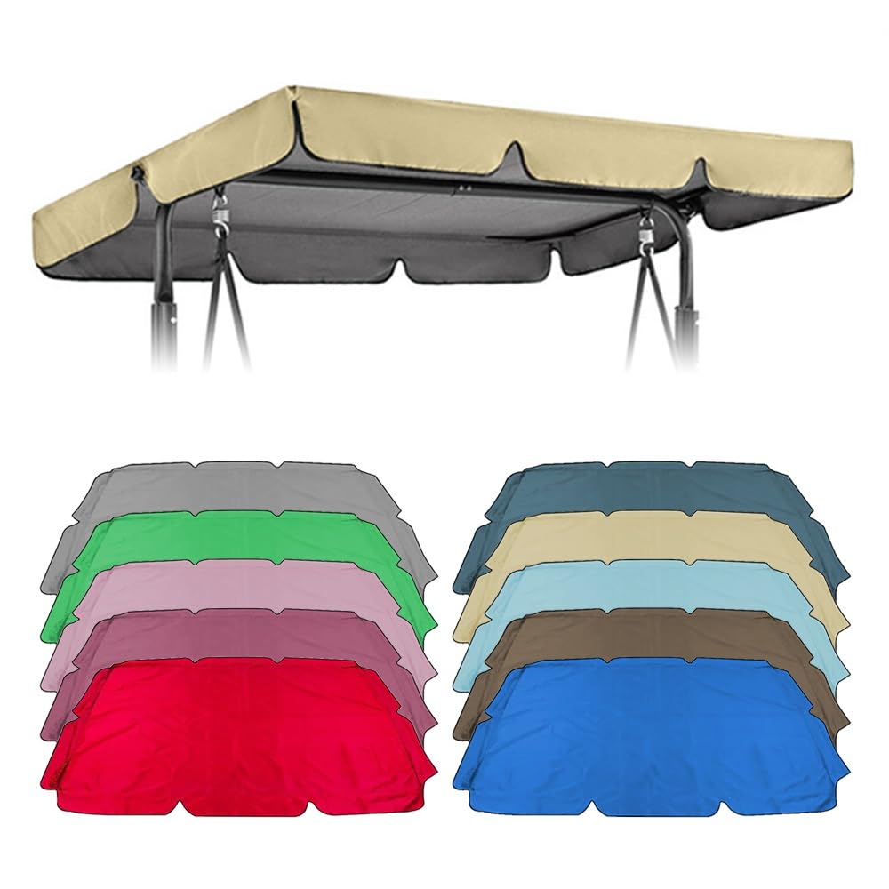 SMCMGECEUZ Universal Swing Canopy Replacement Garden Swing Chair Canopy Replacement Top Cover, Waterproof Top Cover For Patio Swings 56x47 65x45 75x52 77x49in(Beige,195x125cm(77x49in))