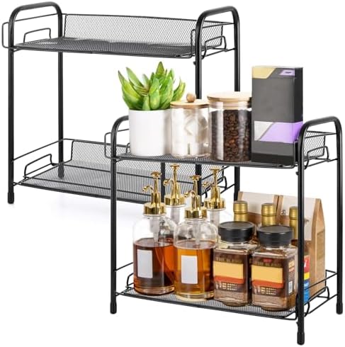 2 Pack Coffee Station Organizer, 2 Tier Countertop Coffee Bar Sta...