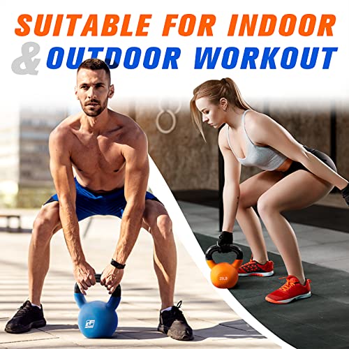 Ritfit Neoprene Coated Solid Cast Iron Kettlebell - Great For Full Body Workout, Cross-Training, Weight Loss & Strength Training (5/10/15/20/25/30/35/40/45/50 Lb) (15Lb(Sky Blue)) #TOP5