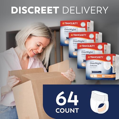 Image of Tranquility Overnight Absorbent Underwear, L, Maximum, 54 in, 64 ct