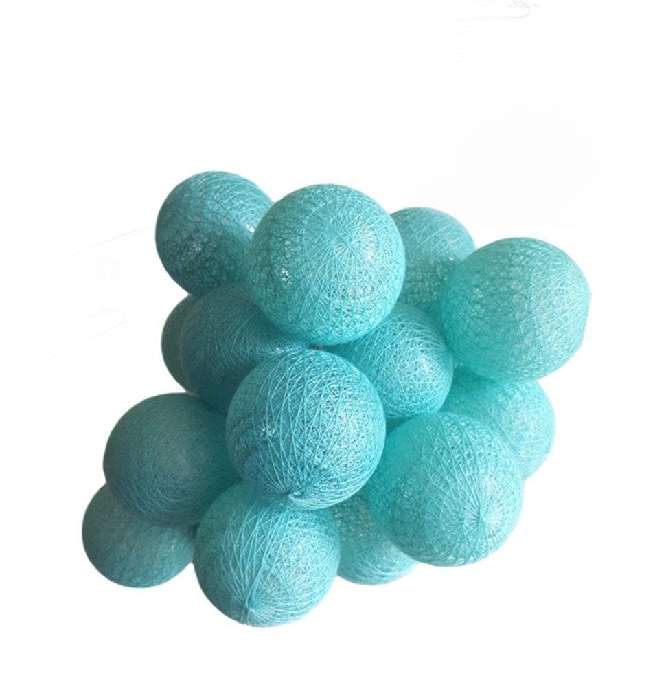 Cotton Ball Fairy String Lights, Chickwin Battery Powered Colorful Decor LED Night Lights 6cm Ball Lamp for Garden Indoor Home Holiday Party Wedding Christmas Decoration (Lake Green, 4.8m/ 30 Lights)