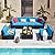 Devoko 7 Pieces Outdoor Sectional Sofa Patio Furniture Sets Manual Weaving Wicker Rattan Patio Conversation Sets with Cushion and Glass Table (Blue)