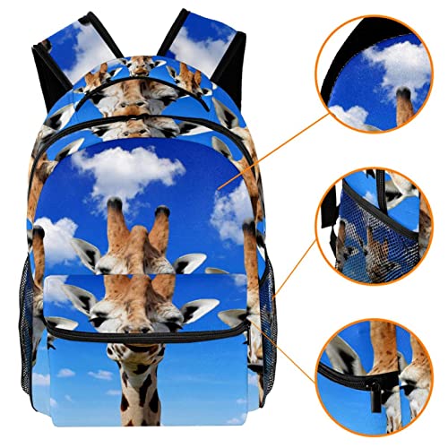 Sac à dos imprimé girafe solide contre l'usure pour voyages et cours