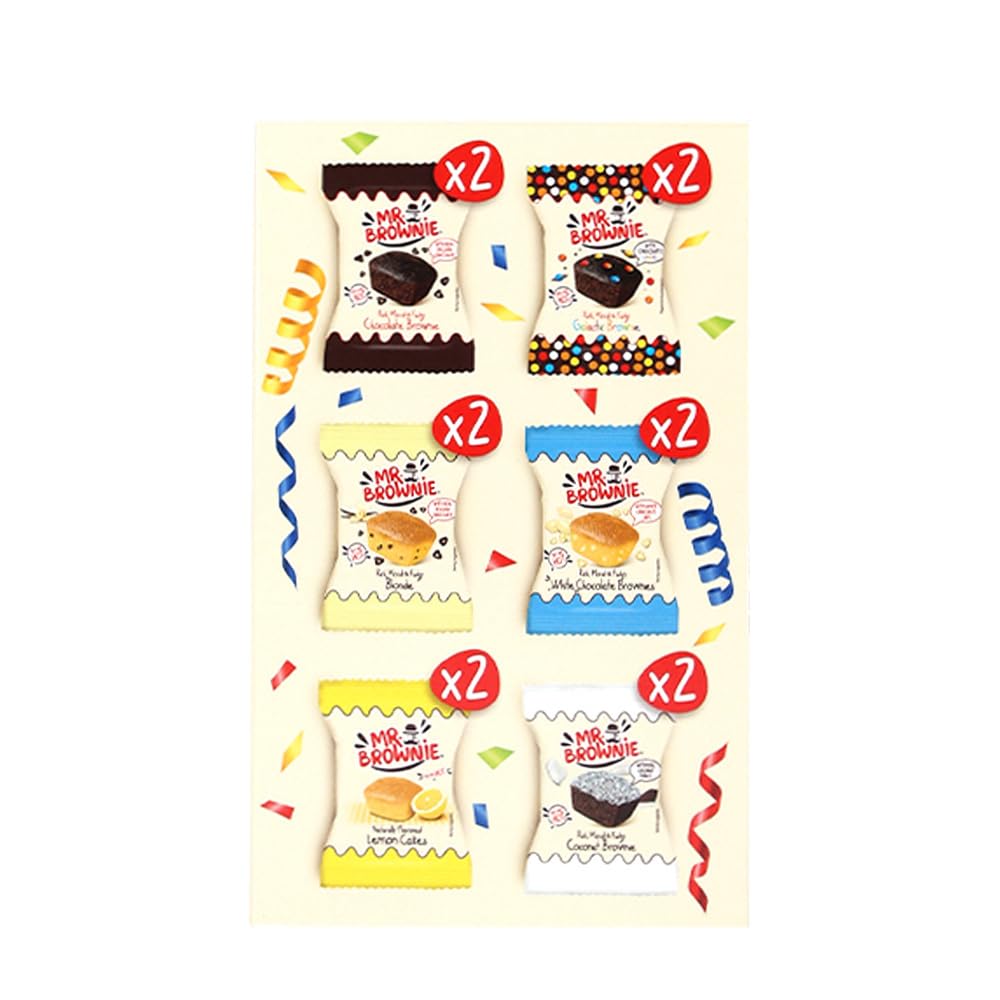 Mr. Brownie Box Sweet Moments Brownie Assortiti al Cioccolato, Cocco, Limone e Vaniglia 300g