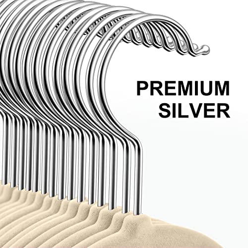 Bagail Velvet Hangers,Ivory Non Slip 360 Degree Swivel Hook Strong And Durable Clothes Hangers For Coats, Suit, Shirt Dress, Pants & Dress Clothes (50 Pack Ivory) #TOP5