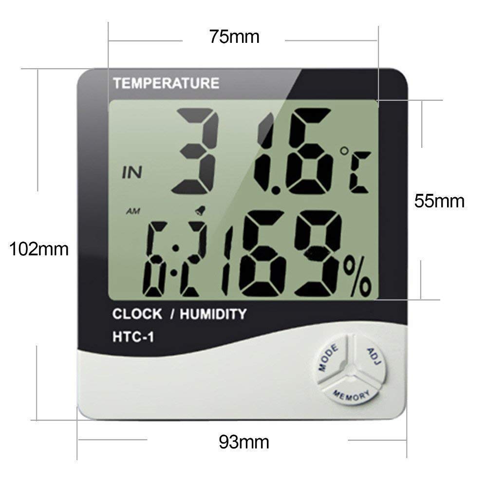 SEAHAVEN Humidity Time Display Meter with Alarm Clock, Wall Mount or Table Top,(Black and White) 3