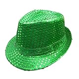 UTTPLL St. Patricks Day Irish Hat Green Sequin Fedoras Leprechaun Headwear Costume Cosplay Accessories Unisex Adults Funny Party Hats